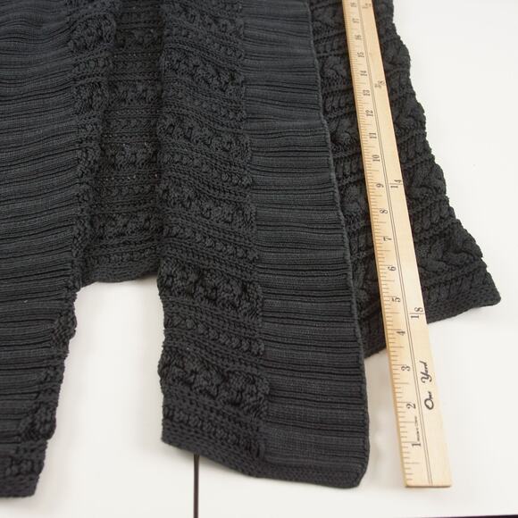 Peruvian Connection Pima Cotton Cable Knit Waterfall Black Cardigan Womens Sz XL - Picture 4 of 8
